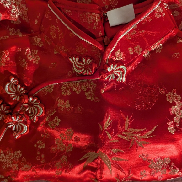 Red Embellished Maxi Dress with Mock Neck - Picture 15 of 16